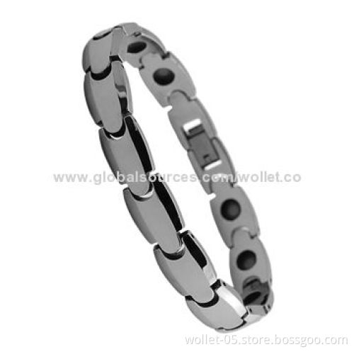 Real Cutting is Exact and Polished Shiny Tungsten Bracelet with Bio Magnet